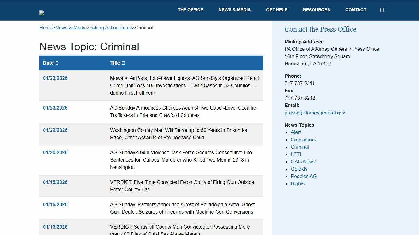 Criminal – PA Office of Attorney General